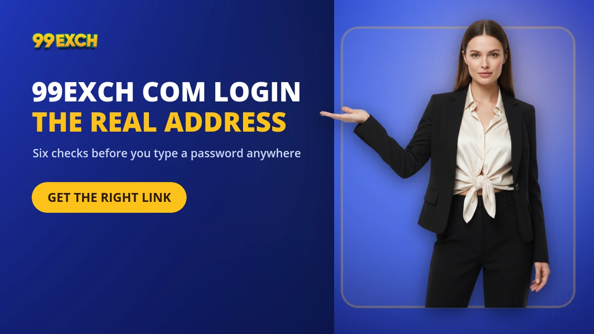 99exch com login banner showing how to verify the real panel address