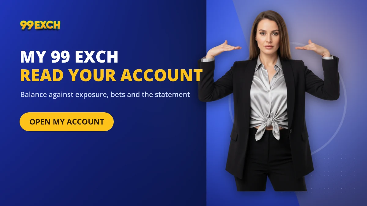 My 99 exch account banner showing balance, exposure and the statement ledger